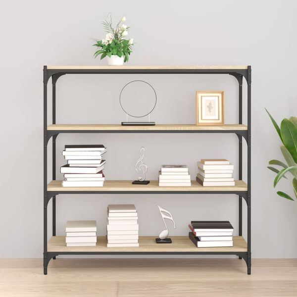 vidaXL B&uuml;cherregal Sonoma-Eiche 100x33x100 cm Holzwerkstoff und Stahl