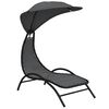 vidaXL Sonnenliege mit Dach Dunkelgrau 167x80x195 cm Stoff & Stahl