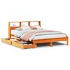 vidaXL Massivholzbett mit Regal ohne Matratze Wachsbraun 150x200 cm