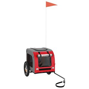 vidaXL Fahrradanh&auml;nger Hunde Rot und Grau Oxford-Gewebe und Eisen