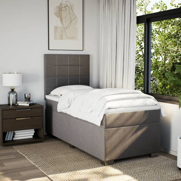 vidaXL Boxspringbett mit Matratze Taupe 90x200 cm Stoff