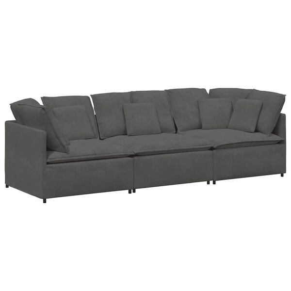 vidaXL Modulares Sofa mit Kissen Cordstoff Dunkelgrau