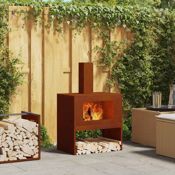vidaXL Feuerstelle Braun 60 x 40 x 96 cm Wetterfeststahl