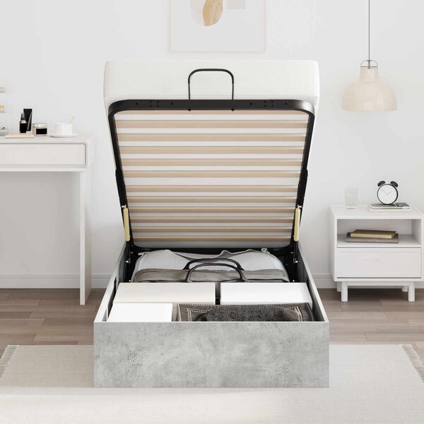 vidaXL Ottoman Bettgestell Betongrau 90 x 200 cm Holzwerkstoff