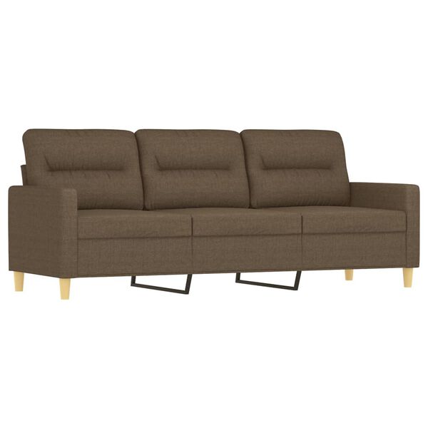 vidaXL 3-Sitzer-Sofa mit Hocker Braun 180 cm Stoff