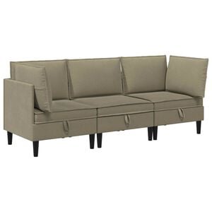 vidaXL Wohnzimmergarnitur 3 stk. Khaki Stoff