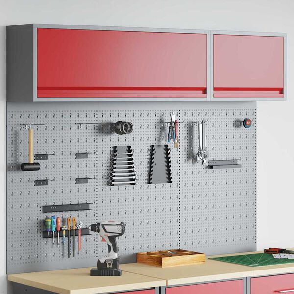 vidaXL Werkzeugschrank und Pegboard Set 5 pcs Rot 150 x 25 x 115 cm