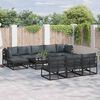 vidaXL Garten-Sofa-Set mit Kissen 10 pcs Schwarz Aluminium