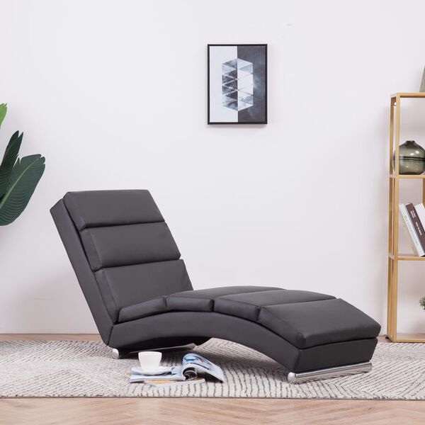 vidaXL Chaiselongue Grau Kunstleder