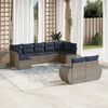 vidaXL 9-teiliges Gartensofa-Set mit Kissen, grau, Polyrattan