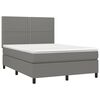 vidaXL Boxspringbett mit Matratze & LED Dunkelgrau 140x190 cm Stoff
