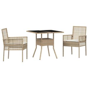 vidaXL Garten Essgruppe 3 pcs Beige Poly-Rattan