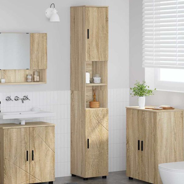 vidaXL Badezimmerschrank mit Speicher Sonoma-Eiche 30 x 35 x 192 cm