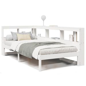 vidaXL Massivholzbett mit Regal ohne Matratze Wei&szlig; 90x190 cm Kiefer