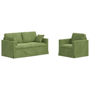 vidaXL Sofa Set 2 pcs Hellgr&uuml;n 158 x 78 x 80 cm Samt