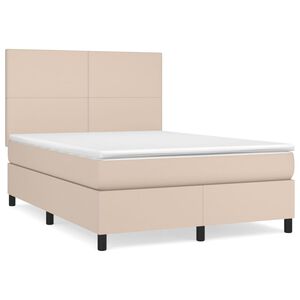 vidaXL Boxspringbett Matratze Cappuccino-Braun 140x190cm Kunstleder