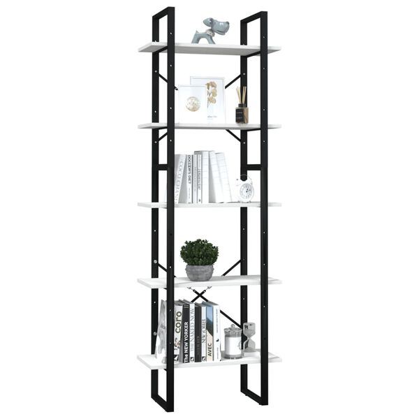 vidaXL Bücherregal 5 Fächer Weiß 60x30x175 cm Massivholz Kiefer