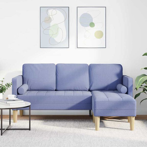 vidaXL Sofa Set mit Kissen Jeans blau 173 x 131 x 67 cm Polyester