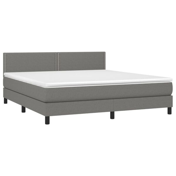 vidaXL Boxspringbett mit Matratze & LED Dunkelgrau 180x200 cm Stoff