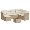 vidaXL 8-tlg. Garten-Sofagarnitur mit Kissen Beige Poly Rattan