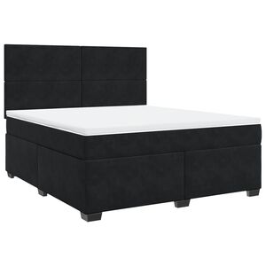vidaXL Boxspringbett mit Matratze Schwarz 180x200 cm Samt