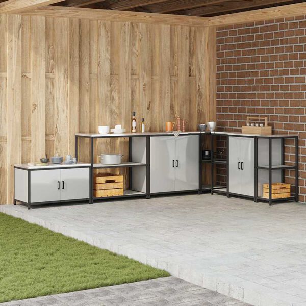 vidaXL K&uuml;chenaufbewahrung mit Regal Silber 60 x 50 x 92 cm Stahl