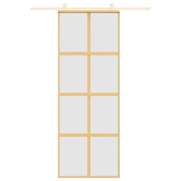 vidaXL Schiebetür Golden 76x205 cm Matt ESG-Glas und Aluminium