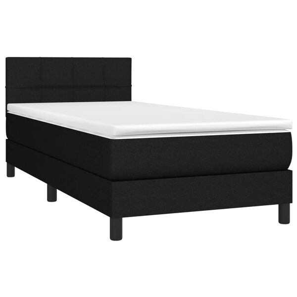 vidaXL Boxspringbett mit Matratze & LED Schwarz 90x200 cm Stoff