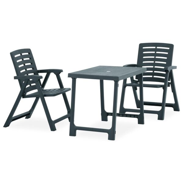 vidaXL 3-tlg. Bistro-Set Klappbar Kunststoff Gr&uuml;n