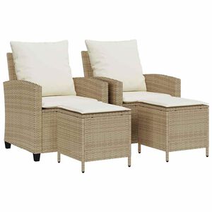 vidaXL 4-tlg. Garten-Sofagarnitur mit Kissen Beige Poly Rattan