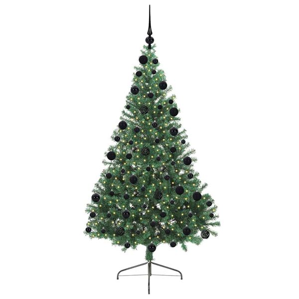 vidaXL K&uuml;nstlicher vorbeleuchteter Weihnachtsbaum Gr&uuml;n 210 cm PVC