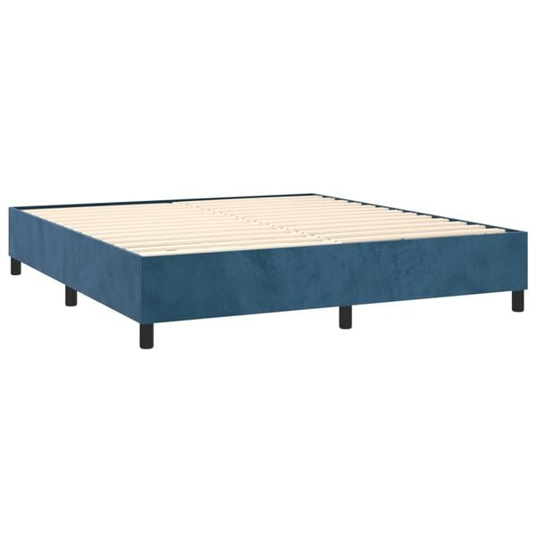 vidaXL Boxspringbett mit Matratze Dunkelblau 200x200 cm Samt