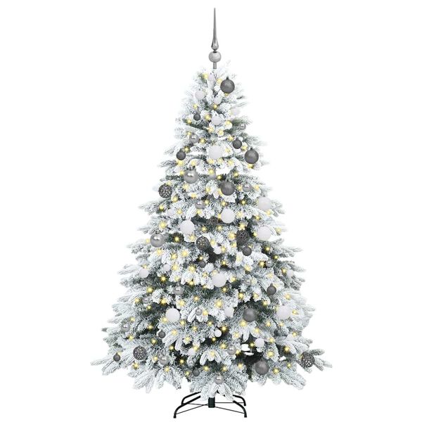 vidaXL K&uuml;nstlicher Weihnachtsbaum mit 300 LEDs Wei&szlig; 180 cm PE und PVC