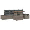 vidaXL Garten-Sofa-Set mit Kissen mit Speicher 6 pcs Grau Poly Rattan