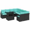 vidaXL Gartensofa-set mit Speicher 9 pcs Schwarz und Blau Poly-Rattan