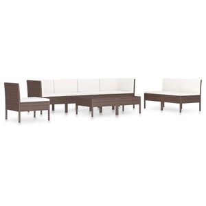 vidaXL 9-tlg. Garten-Lounge-Set mit Auflagen Poly Rattan Braun