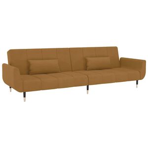 vidaXL Schlafsofa 2-Sitzer mit 2 Kissen Braun Samt