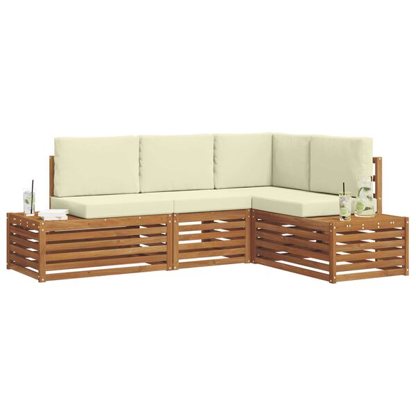 vidaXL Outdoor-Sofagarnitur mit Kissen 4 St&uuml;ck Natur und Creme