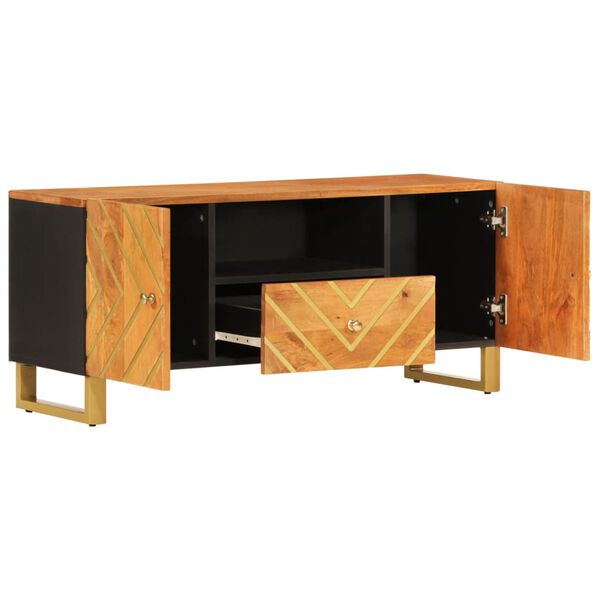 vidaXL TV-Schrank Braun und Schwarz 105x33,5x46 cm Massivholz Mango