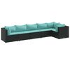 vidaXL 6-tlg. Garten-Lounge-Set mit Kissen Schwarz Poly Rattan