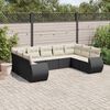 vidaXL 9-tlg. Garten-Sofagarnitur mit Kissen Schwarz Poly Rattan