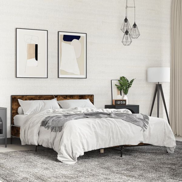 vidaXL Bettgestell R&auml;uchereiche 160x200 cm Holzwerkstoff und Metall
