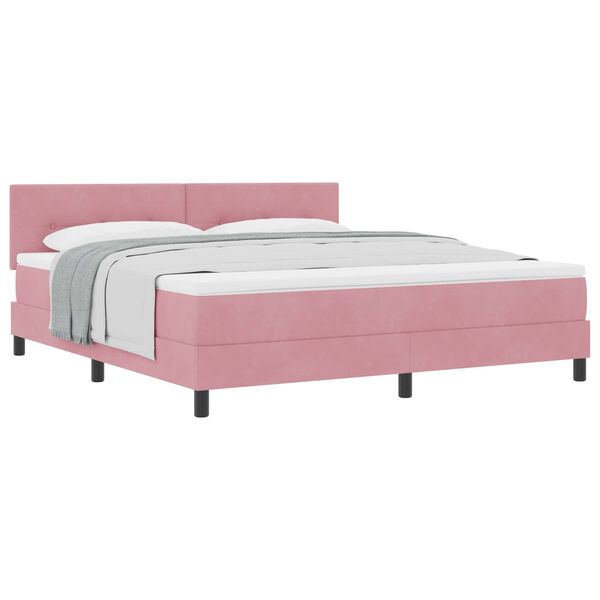 vidaXL Boxspringbett mit Matratze mit Kopfteil Rosa 180 x 200 cm Samt