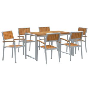 vidaXL Garten Essgruppe 7 stk. Grau Massivholz Akazie