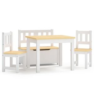 vidaXL 4-tlg. Kinder-Sitzgruppe Wei&szlig; und Beige MDF