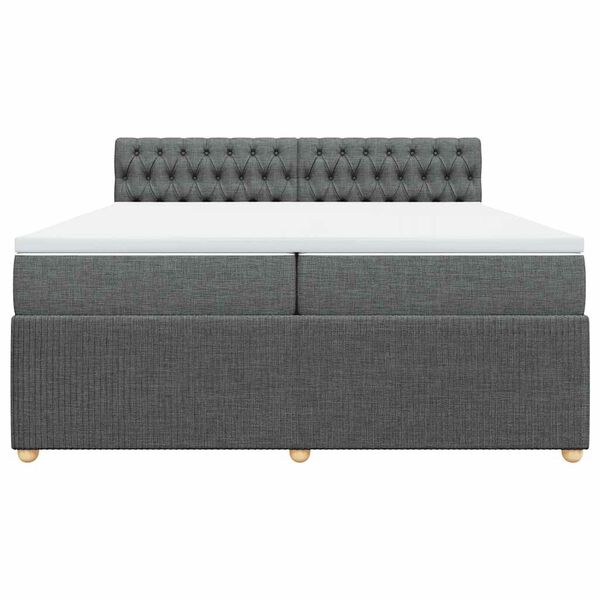 vidaXL Boxspringbett mit Matratze Dunkelgrau 200x200 cm Stoff