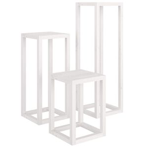 vidaXL 3-tlg. Pflanzenst&auml;nder-Set Wei&szlig; Massivholz Kiefer