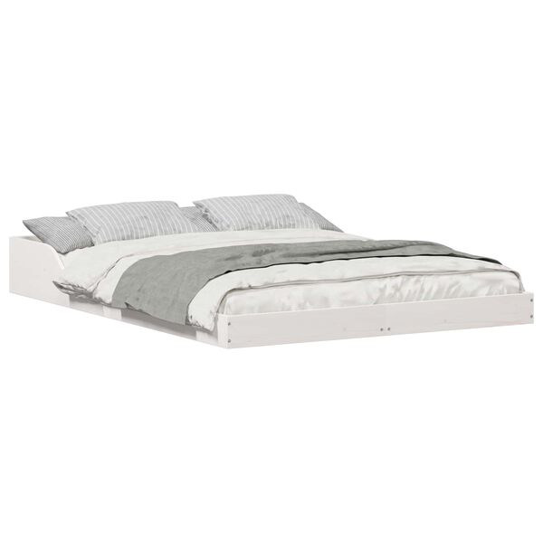 vidaXL Bettrahmen Wei&szlig; 140 x 190 cm Massives Kiefernholz