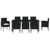 vidaXL Garten Essgruppe mit Kissen 9 pcs Schwarz Poly-Rattan