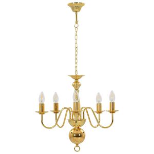 vidaXL Kronleuchter Golden 5 x E14-Gl&uuml;hbirnen